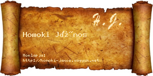 Homoki János névjegykártya